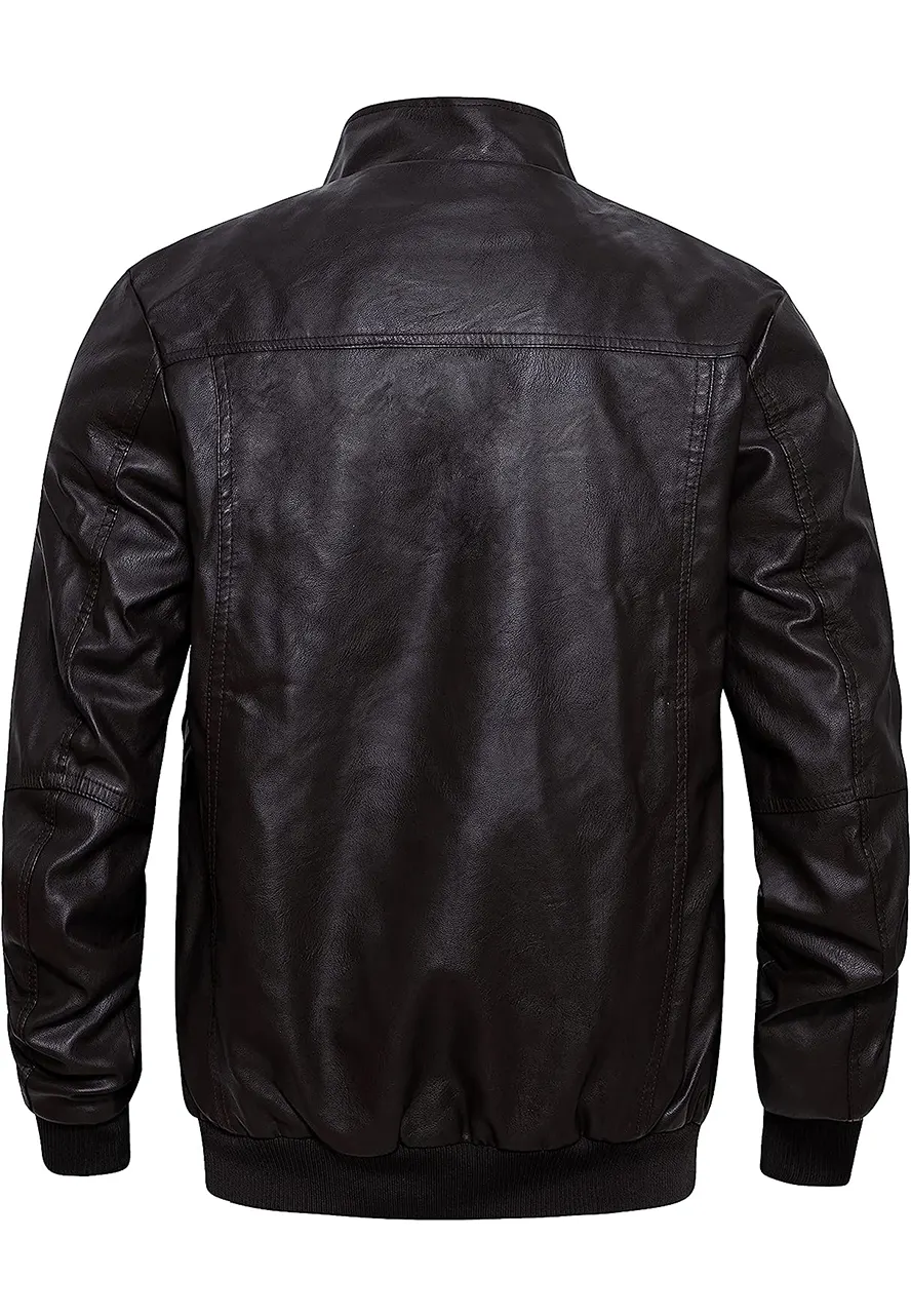 mens-stand-collar-coffee-faux-leather-slim-fit-bomber-jacket-2 mens-stand-collar-coffee-faux-leather-slim-fit-bomber-jacket
