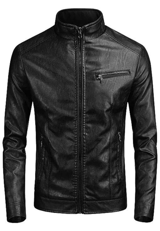 mens-vintage-black-faux-leather-moto-biker-jacket