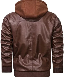 mens-vintage-brown-faux-leather-bomber-jacket-with-removable-hood