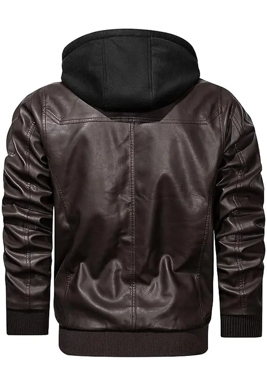 mens-vintage-coffee-faux-leather-bomber-jacket-with-removable-hood-2 mens-vintage-coffee-faux-leather-bomber-jacket-with-removable-hood