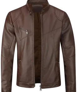 mens-zip-up-brown-faux-leather-jacket