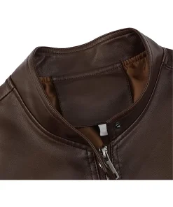 mens-zip-up-brown-faux-leather-jacket