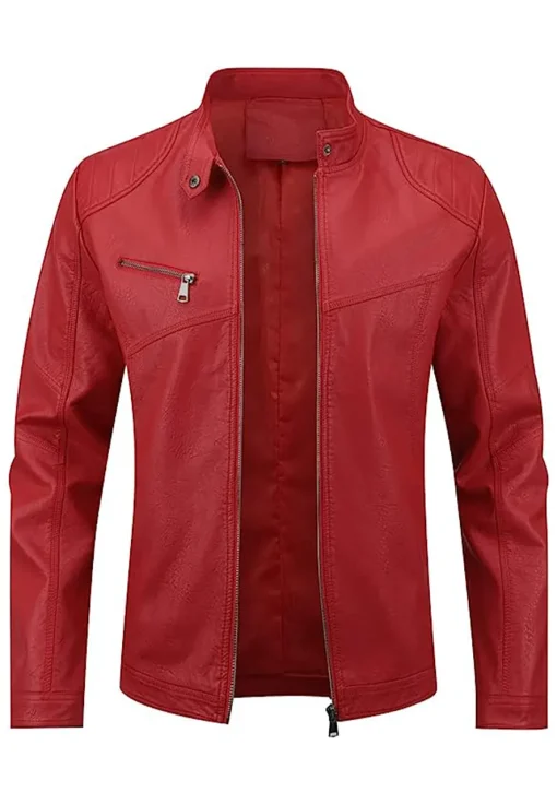 mens-zip-up-red-faux-leather-jacket