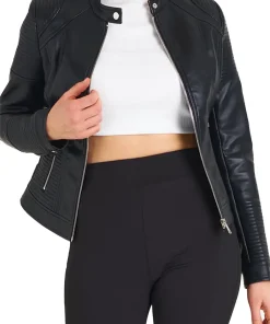 snap-tab-collar-womens-black-faux-leather-biker-jacket