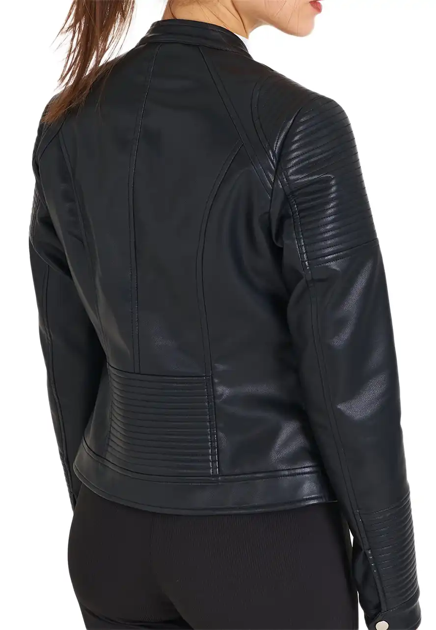 snap-tab-collar-womens-black-faux-leather-biker-jacket-4 snap-tab-collar-womens-black-faux-leather-biker-jacket