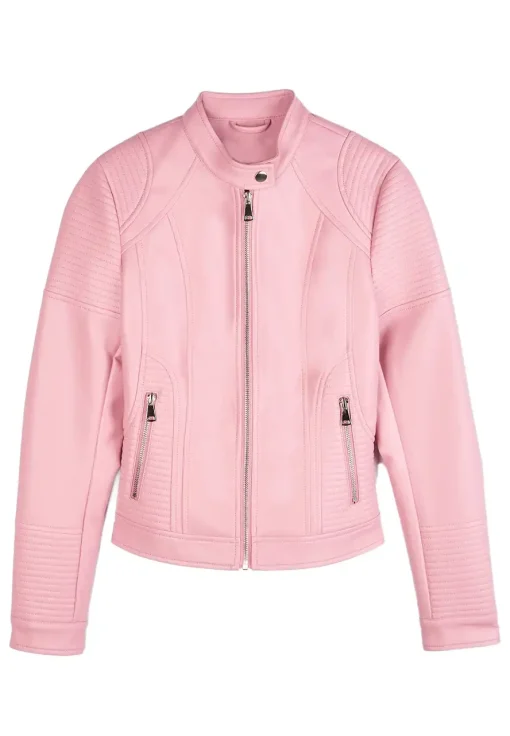 snap-tab-collar-womens-pink-faux-leather-biker-jacket