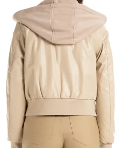 womens-beige-faux-leather-hooded-bomber-jacket