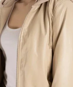 womens-beige-faux-leather-hooded-bomber-jacket