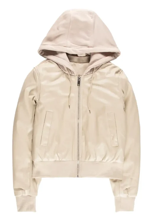 womens-beige-faux-leather-hooded-bomber-jacket