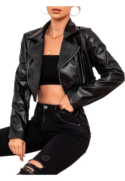 womens-black-faux-leather-bomber-buckle-belted-crop-jacket