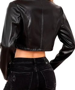 womens-black-faux-leather-bomber-buckle-belted-crop-jacket