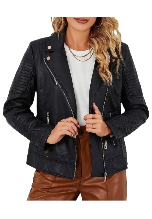 womens-black-faux-leather-casual-biker-jacket