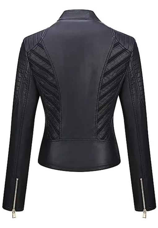 womens-black-faux-leather-casual-jacket