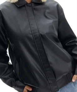 womens-black-faux-leather-drop-shoulder-oversized-jacket