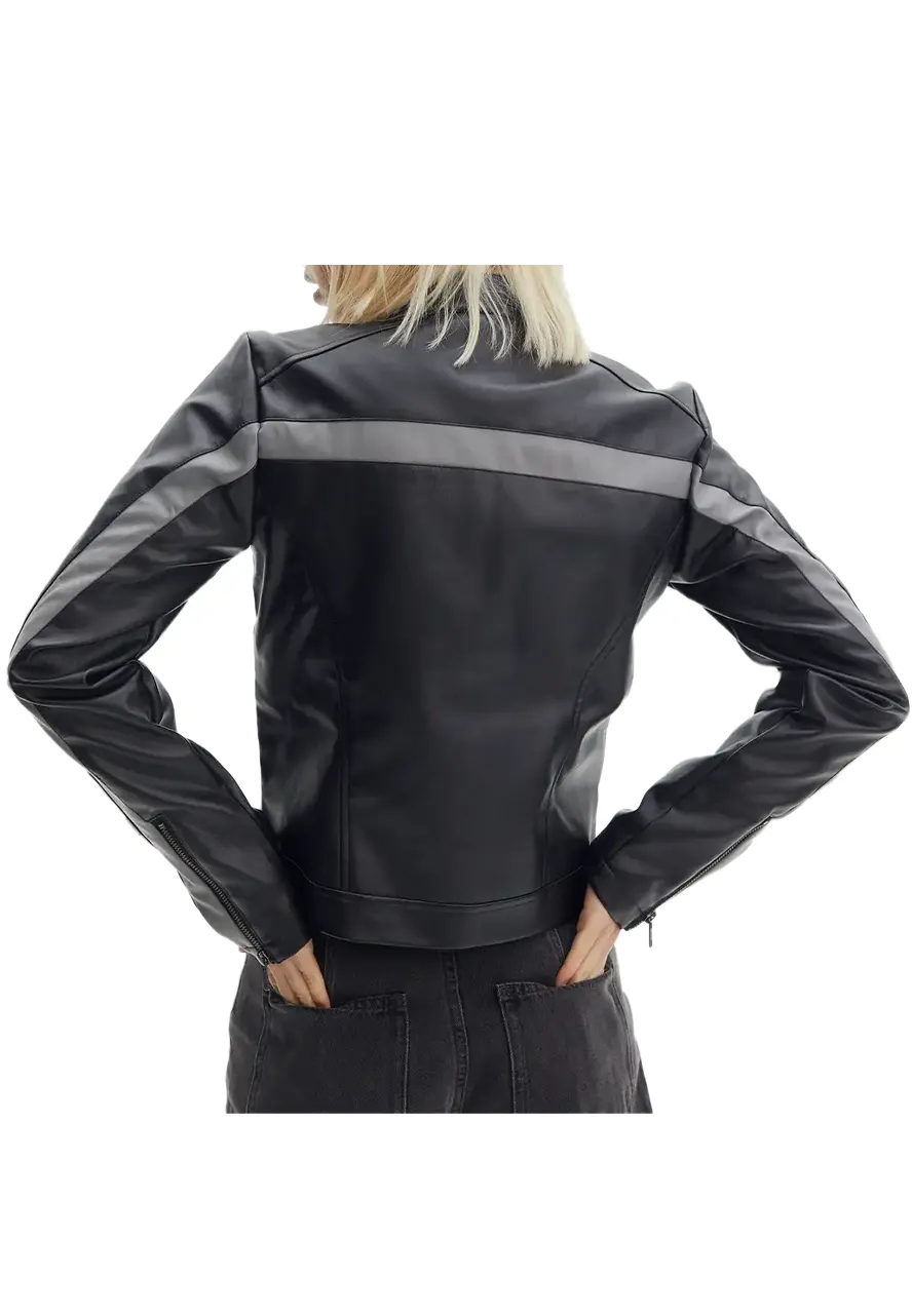 womens-black-faux-leather-long-sleeve-biker-jacket-4 womens-black-faux-leather-long-sleeve-biker-jacket
