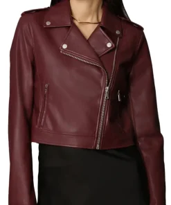 womens-branded-burgundy-faux-leather-biker-jacket