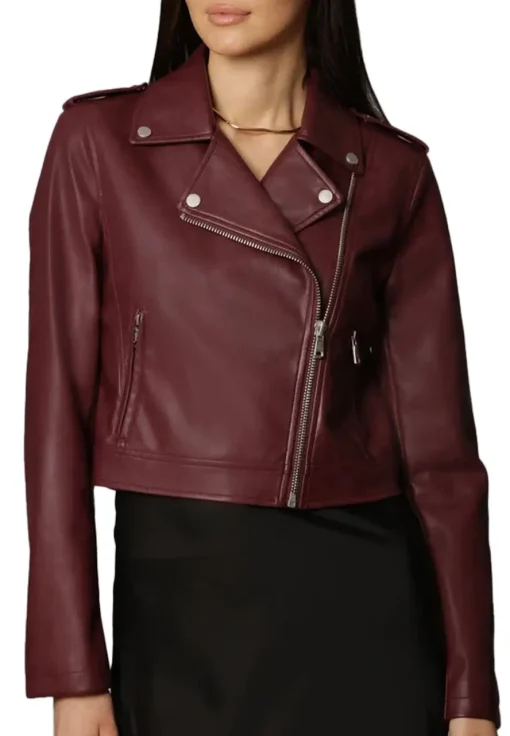 womens-branded-burgundy-faux-leather-biker-jacket