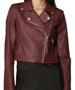 womens-branded-burgundy-faux-leather-biker-jacket