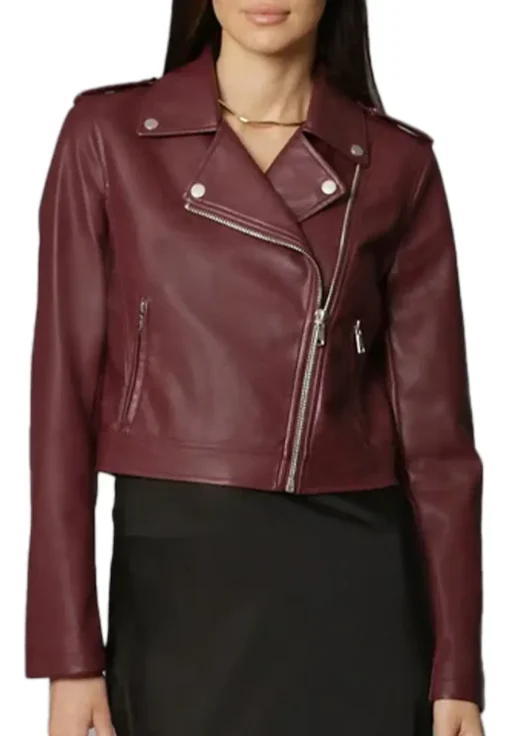 womens-branded-burgundy-faux-leather-biker-jacket