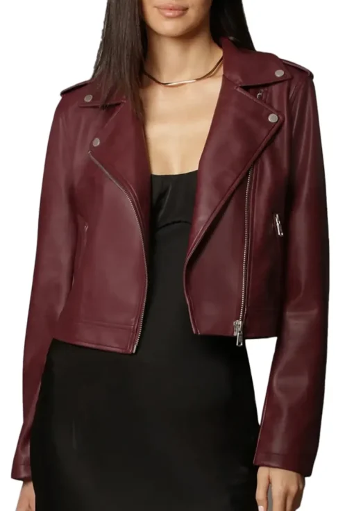 womens-branded-burgundy-faux-leather-biker-jacket