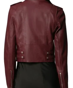 womens-branded-burgundy-faux-leather-biker-jacket