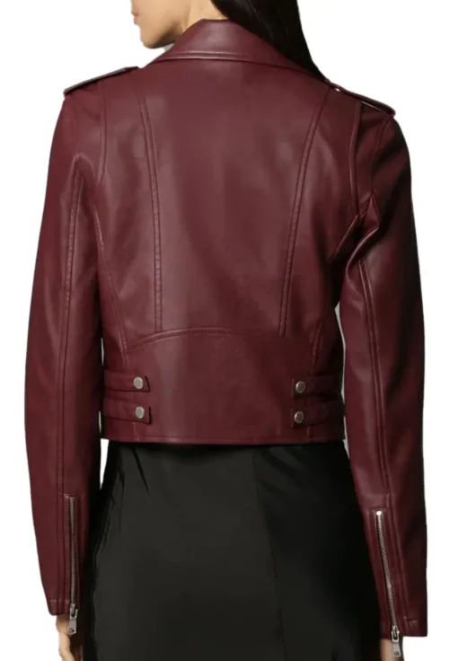 womens-branded-burgundy-faux-leather-biker-jacket