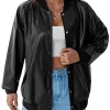 womens-button-front-black-faux-leather-bomber-jacket