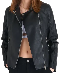 womens-casual-black-faux-leather-biker-jacket