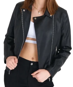 womens-casual-black-faux-leather-biker-jacket