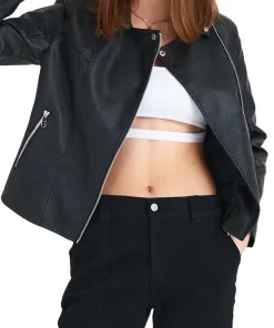 womens-casual-black-faux-leather-biker-jacket