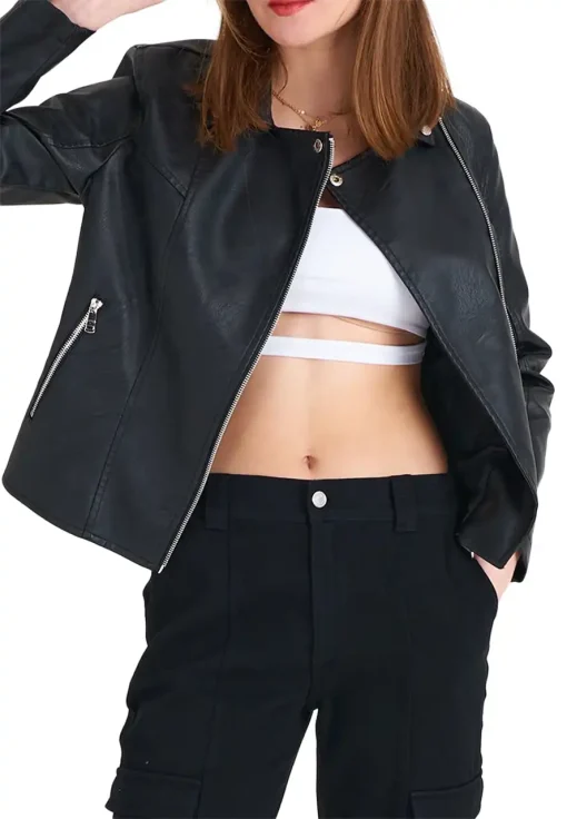 womens-casual-black-faux-leather-biker-jacket