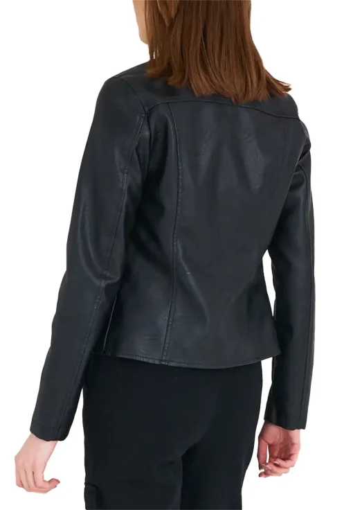 womens-casual-black-faux-leather-biker-jacket