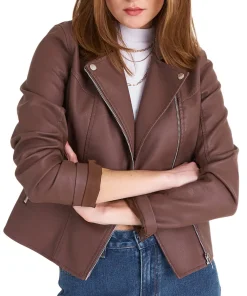 womens-casual-brown-faux-leather-biker-jacket