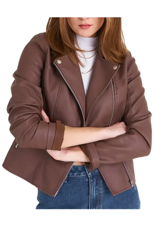 womens-casual-brown-faux-leather-biker-jacket