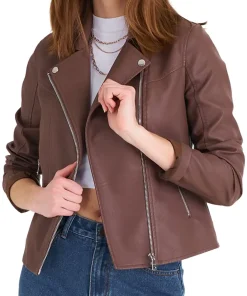 womens-casual-brown-faux-leather-biker-jacket