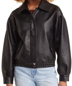 womens-faux-leather-black-oversize-bomber-jacket