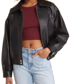 womens-faux-leather-black-oversize-bomber-jacket