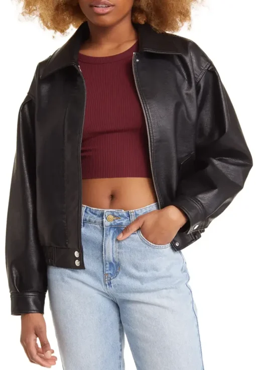 womens-faux-leather-black-oversize-bomber-jacket