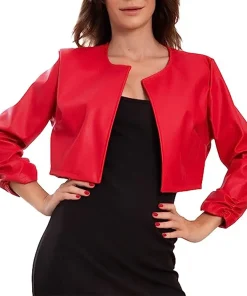 womens-open-front-red-faux-leather-cropped-jacket