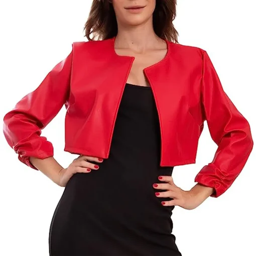 womens-open-front-red-faux-leather-cropped-jacket