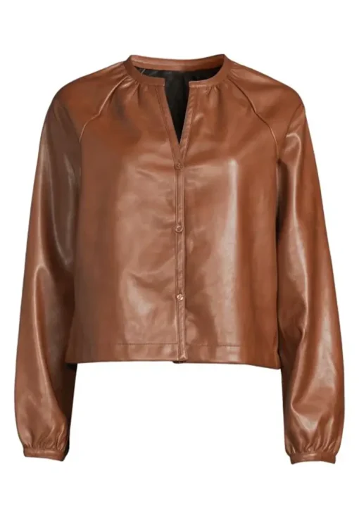 womens-puff-sleeve-brown-faux-leather-shirt-jacket