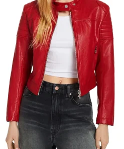 womens-red-faux-leather-biker-racing-jacket