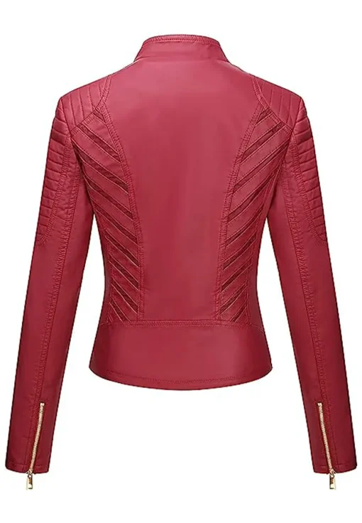 womens-red-faux-leather-casual-jacket