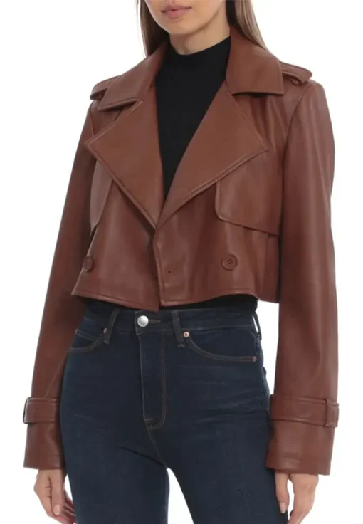 womens-walnut-faux-leather-cropped-trench-jacket