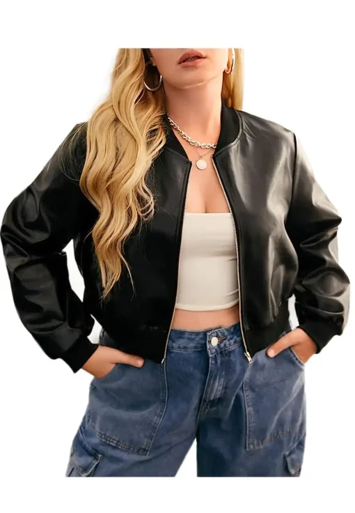 womens-zip-front-black-faux-leather-bomber-jacket