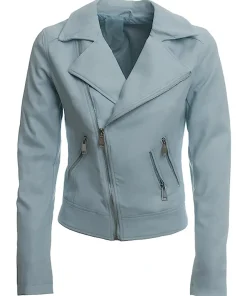 womens-zipper-pockets-blue-faux-leather-jacket