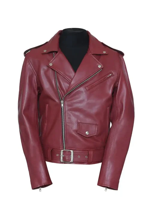 mens-belted-biker-maroon-faux-leather-jacket