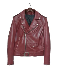 mens-belted-biker-maroon-faux-leather-jacket