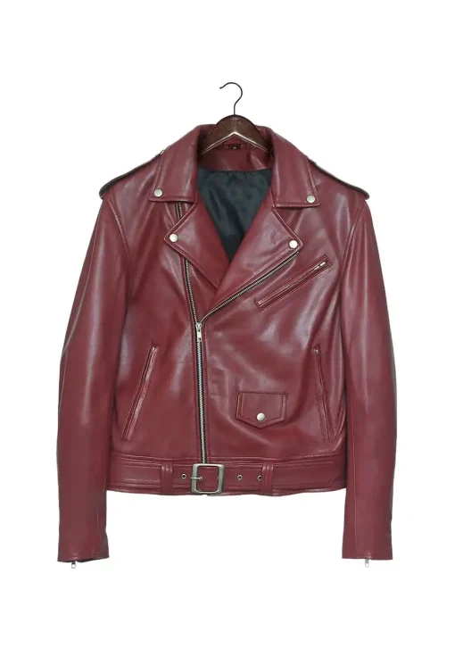 mens-belted-biker-maroon-faux-leather-jacket