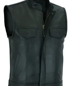 mens-black-biker-faux-leather-vest